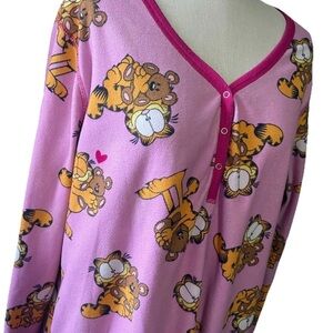Vintage GARFIELD Sleepwear Reversible RARE Teddy Size Large Pink/Red Nightgown
